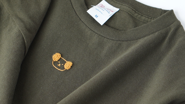 ワンポイント 刺繍 Tシャツ ( わんわん )