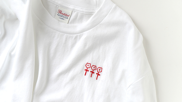 【 手刺繍 】ワンポイント Tシャツ ( 花 ) | ビッグシルエット